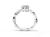 Silver Heart Solitaire Twisted Pave Diamond Ring with Four-Prong Setting_3