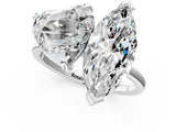 Silver Heart and Marquise Toi Moi Ring with Prong Setting and Micro Pave Band 1