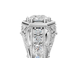 Silver Hexagon Bezel Cushion Cut Diamond Milgrain Split Shank Ring_12