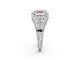 Silver Hexagon Bezel Fancy Pink Emerald Cut Diamond Milgrain Split Shank Ring_8