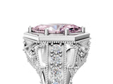 Silver Hexagon Bezel Fancy Pink Marquise Cut Diamond Milgrain Split Shank Ring_11