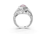Silver Hexagon Bezel Fancy Pink Marquise Cut Diamond Milgrain Split Shank Ring_9