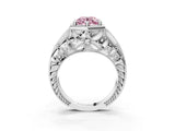 Silver Hexagon Bezel Fancy Pink Round Cut Diamond Milgrain Split Shank Ring_9