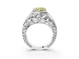 Silver Hexagon Bezel Fancy Yellow Heart Cut Diamond Milgrain Split Shank Ring_15