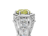 Silver Hexagon Bezel Fancy Yellow Heart Cut Diamond Milgrain Split Shank Ring_17