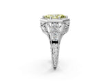 Silver Hexagon Bezel Fancy Yellow Marquise Cut Diamond Milgrain Split Shank Ring_8