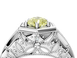 Silver Hexagon Bezel Fancy Yellow Pear Cut Diamond Milgrain Split Shank Ring_40