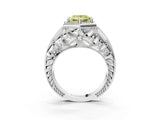 Silver Hexagon Bezel Fancy Yellow Princess Cut Diamond Milgrain Split Shank Ring_9