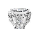 Silver Hexagon Bezel Marquise Cut Diamond Milgrain Split Shank Ring_12