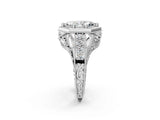 Silver Hexagon Bezel Marquise Cut Diamond Milgrain Split Shank Ring_9