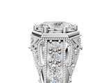 Silver Hexagon Bezel Oval Cut Diamond Milgrain Split Shank Ring_12