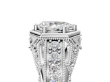 Silver Hexagon Bezel Pear Cut Diamond Milgrain Split Shank Ring_12