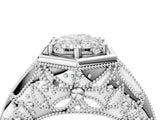 Silver Hexagon Bezel Radiant Cut Diamond Milgrain Split Shank Ring_11