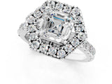 Silver Hexagonal Halo Asscher Cut Diamond Pavé Band with Four-Prong Setting_4