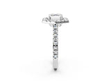 Silver Hexagonal Halo Asscher Cut Diamond Pavé Band with Four-Prong Setting_5