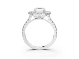 Silver Hexagonal Halo Asscher Cut Diamond Pavé Band with Four-Prong Setting_6