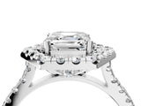 Silver Hexagonal Halo Asscher Cut Diamond Pavé Band with Four-Prong Setting_7