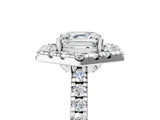 Silver Hexagonal Halo Asscher Cut Diamond Pavé Band with Four-Prong Setting_8