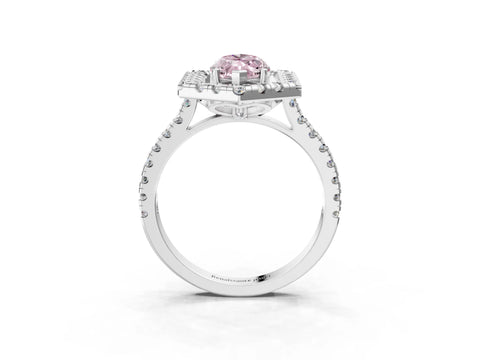 Silver Hexagonal Halo Fancy Pink Marquise Cut Diamond Pavé Band with Four-Prong Setting_15