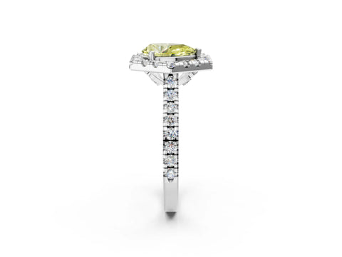 Silver Hexagonal Halo Fancy Yellow Pear Cut Diamond Pavé Band with Four-Prong Setting_14