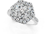 Silver Hexagonal Halo Heart Cut Diamond Pavé Band with Four-Prong Setting_4