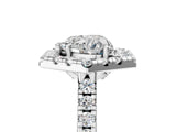 Silver Hexagonal Halo Heart Cut Diamond Pavé Band with Four-Prong Setting_8