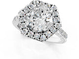 Silver Hexagonal Halo Oval Cut Diamond Pavé Band with Four-Prong Setting_4