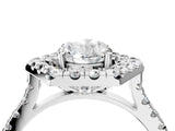 Silver Hexagonal Halo Oval Cut Diamond Pavé Band with Four-Prong Setting_7