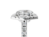 Silver Hexagonal Halo Oval Cut Diamond Pavé Band with Four-Prong Setting_8