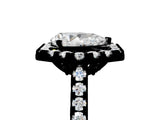 Silver Hexagonal Halo Pear Cut Diamond Pavé Band with Four-Prong Setting_8
