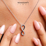 Silver Infinity Pendant with Round Brilliant Diamonds in Pavé Setting_25