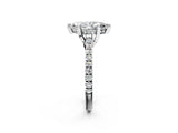 Silver Marquise Brilliant Diamond Solitaire with Pavé Band and Four-Prong Setting 2