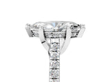 Silver Marquise Brilliant Diamond Solitaire with Pavé Band and Four-Prong Setting 5