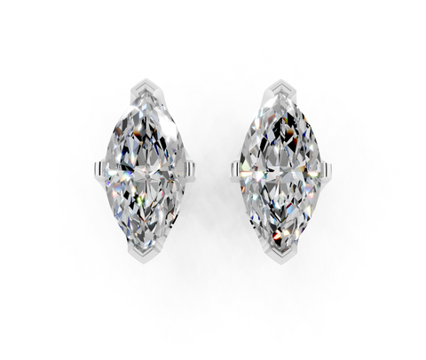Silver Marquise Brilliant Diamond Stud Earrings 1