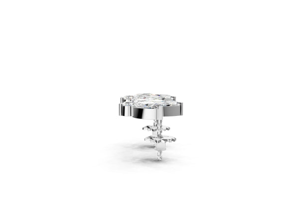 Silver Marquise Cluster Stud Earrings with Round Prong Setting