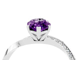 Silver Marquise Cut Amethyst Engagement Ring with Side Stone Accents and Four-Prong Setting_28