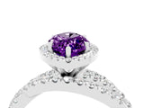 Silver Marquise Cut Amethyst Halo Ring with Round Split Shank and Prong Setting_70