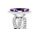 Silver Marquise Cut Amethyst Halo Ring with Round Split Shank and Prong Setting_71