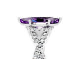 Silver Marquise Cut Amethyst  Halo Twist Band Solitaire Prong Setting Ring_17