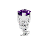 Silver Marquise Cut Amethyst Scattered Round Accent Ring with Prong Setting_59