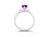 Silver Marquise Cut Amethyst Solitaire Engagement Ring with Cathedral Setting and Four-Prong Mount_3