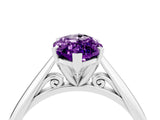 Silver Marquise Cut Amethyst Solitaire Engagement Ring with Cathedral Setting and Four-Prong Mount_4