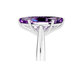 Silver Marquise Cut Amethyst Solitaire Engagement Ring with Cathedral Setting and Four-Prong Mount_5