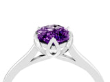 Silver Marquise Cut Amethyst Solitaire Ring with Flower Prong Setting and Classic Band_16
