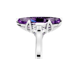 Silver Marquise Cut Amethyst Solitaire Ring with Flower Prong Setting and Classic Band_17