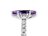 Silver Marquise Cut Amethyst Solitaire Ring with Round  Pavé Band and Four-Prong Setting_29