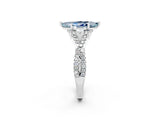 Silver Marquise Cut Aquamarine  Halo Twist Band Solitaire Prong Setting Ring_14