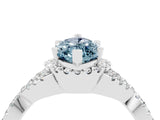 Silver Marquise Cut Aquamarine  Halo Twist Band Solitaire Prong Setting Ring_16