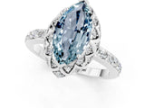 Silver Marquise Cut Aquamarine Scalloped Halo Engagement Ring with Round Shared Prong Band_43