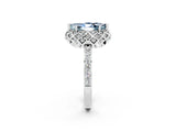 Silver Marquise Cut Aquamarine Scalloped Halo Engagement Ring with Round Shared Prong Band_44